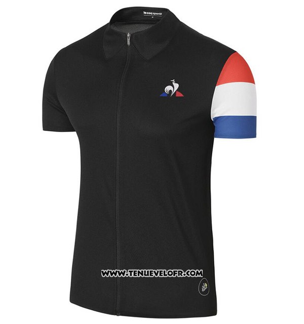 2017 Maillot Ciclismo Coq Sportif Tour DE France Noir Manches Courtes et Cuissard